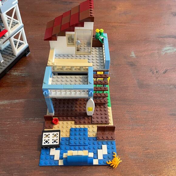 LEGO CREATOR Sea Side Beach House + Train Station INCOMPLETE AND GLUED - Picture 7 of 14